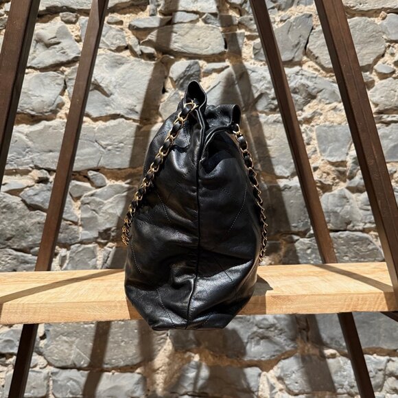 Chanel Black Calfskin Leather Medium 22 Hobo Bag W/ Pouch - Picture 7 of 16